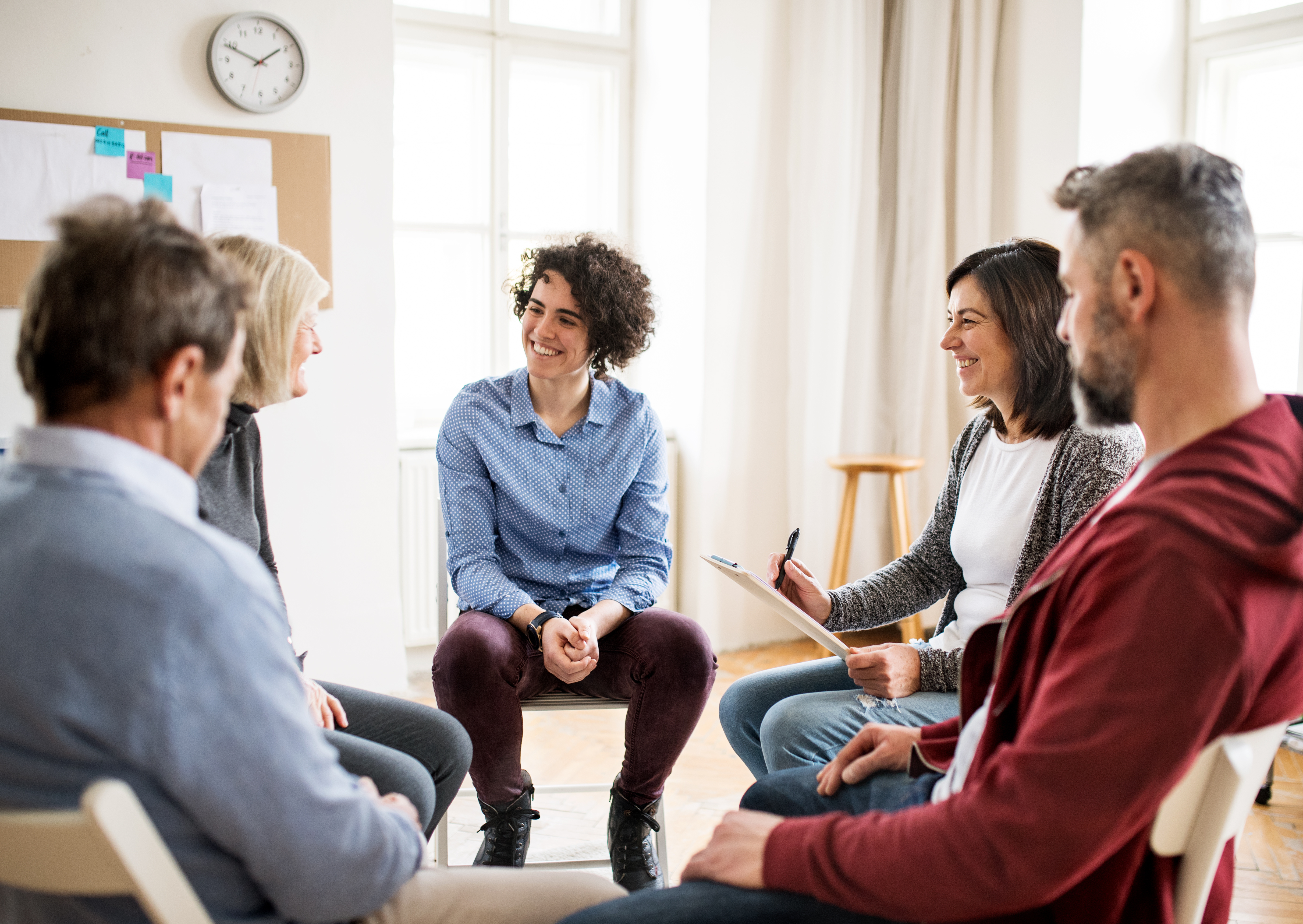 Support group smiling