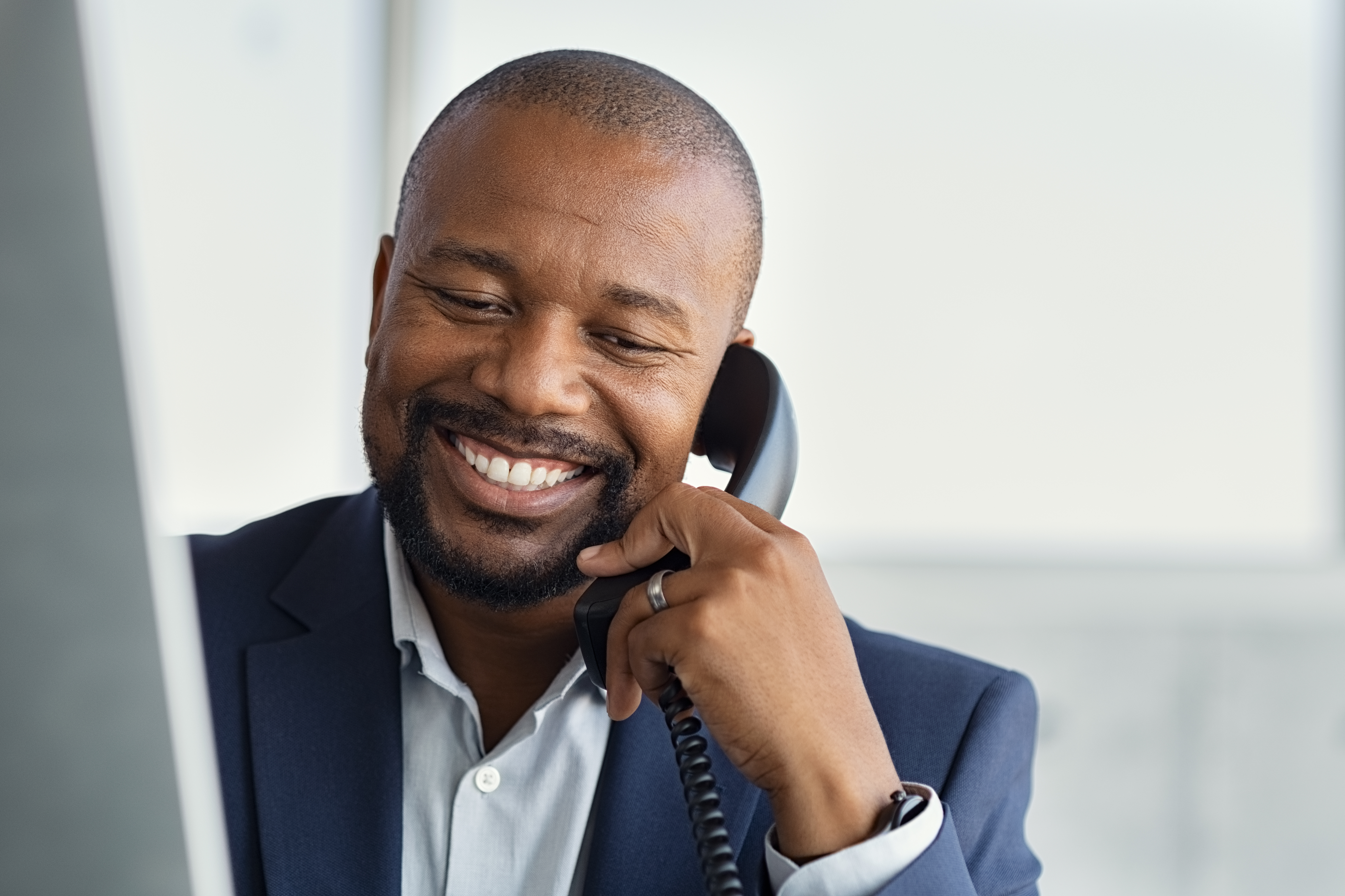 Smart man talking on phone